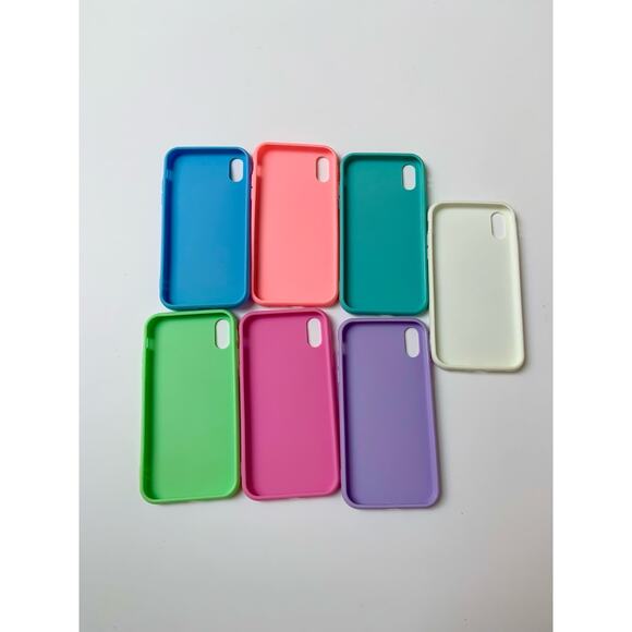 I Phone XR Phone case Bundle 7 Silicone Phone Cases Blue Pink Green Purple White - Picture 2 of 8